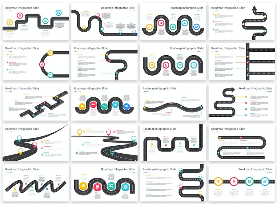 路线图信息图形PPT模板 - PPT派