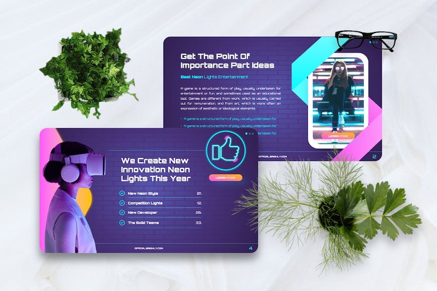 霓虹艺术讲述展示方案应用Keynote模板 - PPT派