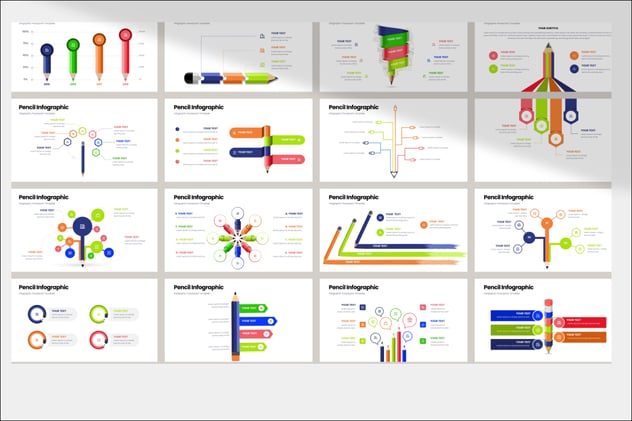 铅笔图形收件箱信息图形PPT模板 - PPT派