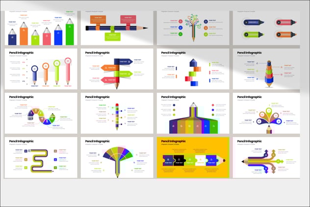 铅笔图形收件箱信息图形PPT模板 - PPT派