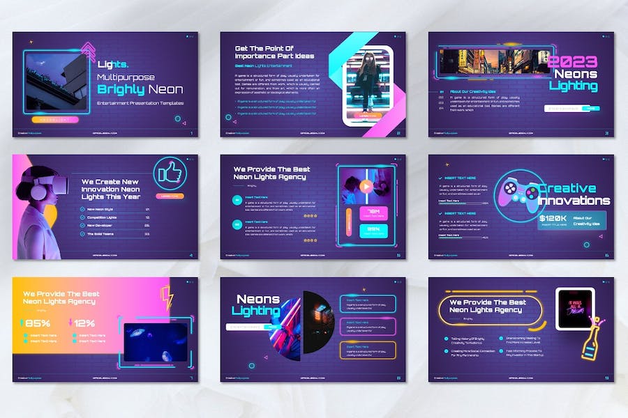 霓虹艺术讲述展示方案应用Keynote模板 - PPT派