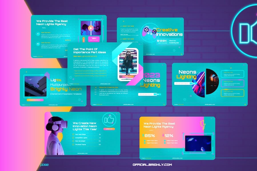 霓虹艺术讲述展示方案应用Keynote模板 - PPT派