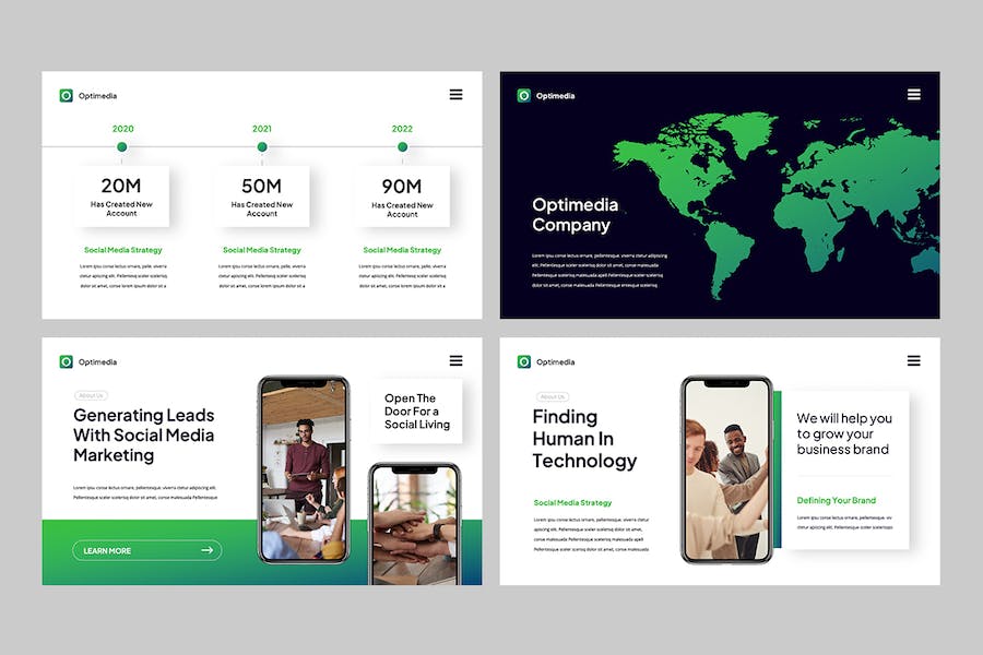 蓝绿色电商运营数字营销推广Keynote模板 - PPT派