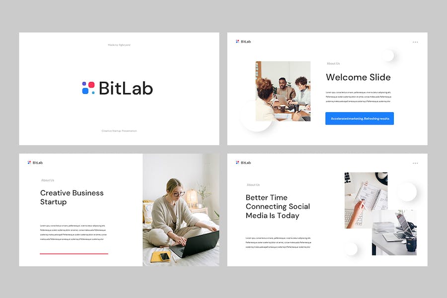 干净现代风商业展示PPT模板 - PPT派