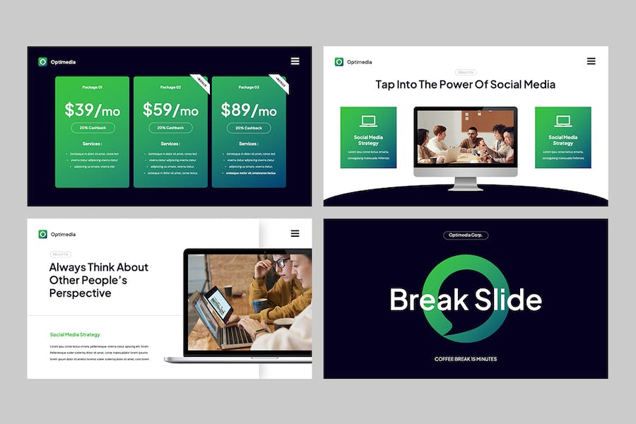 蓝绿色电商运营数字营销推广Keynote模板 - PPT派