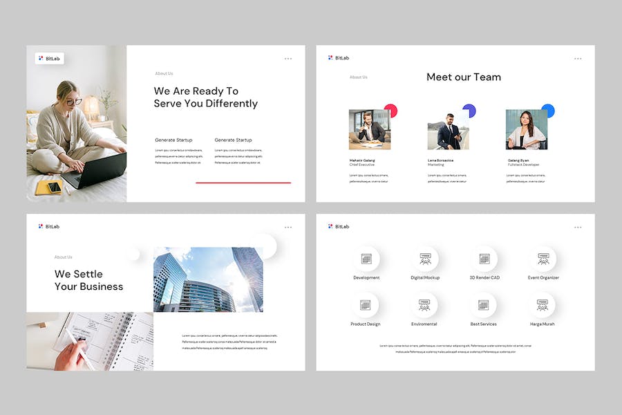 干净现代风商业展示PPT模板 - PPT派