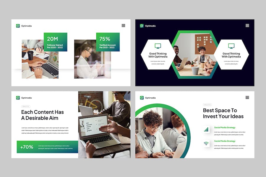 蓝绿色电商运营数字营销推广Keynote模板 - PPT派