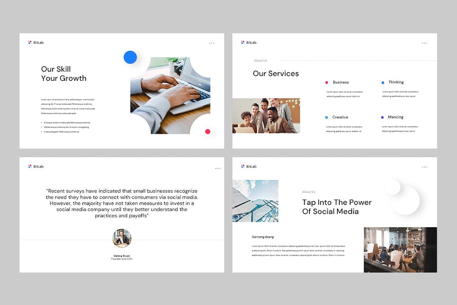 干净现代风商业展示PPT模板 - PPT派