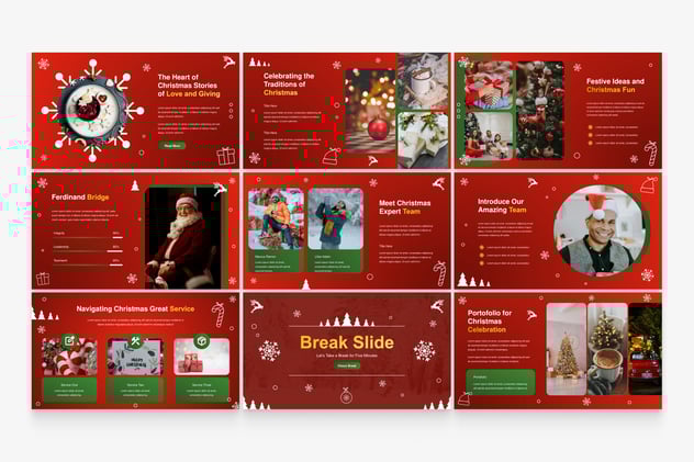 节日红色圣诞主题展示演讲PPT模板 - PPT派