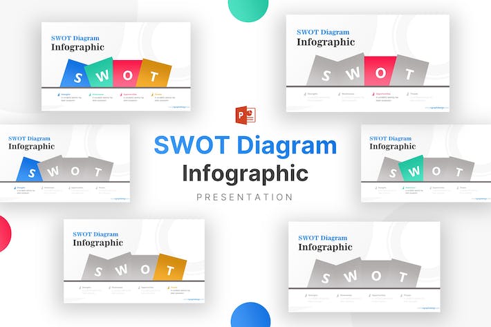 Swot图业务框管理信息图图形图表PPT模板 - PPT派