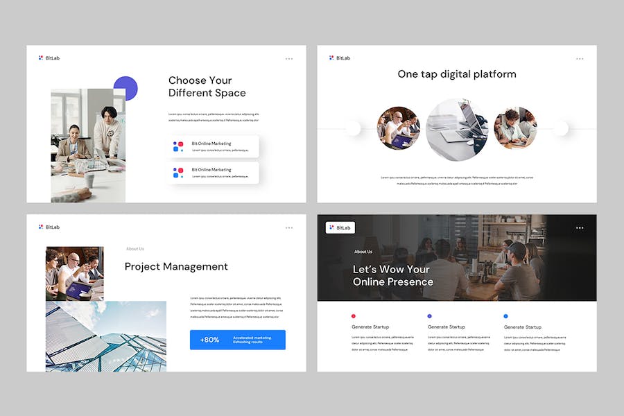 干净现代风商业展示PPT模板 - PPT派