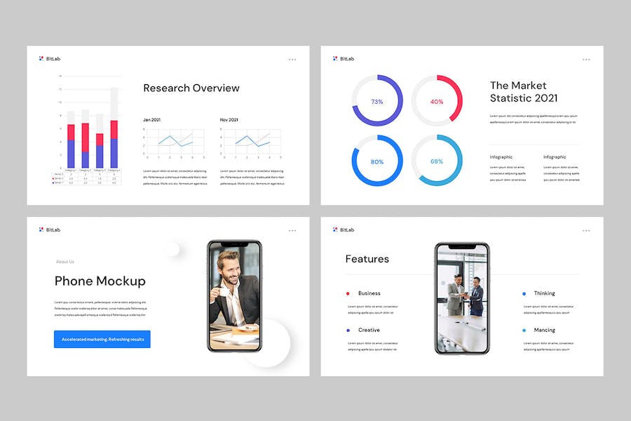 干净现代风商业展示PPT模板 - PPT派