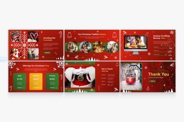 节日红色圣诞主题展示演讲PPT模板 - PPT派