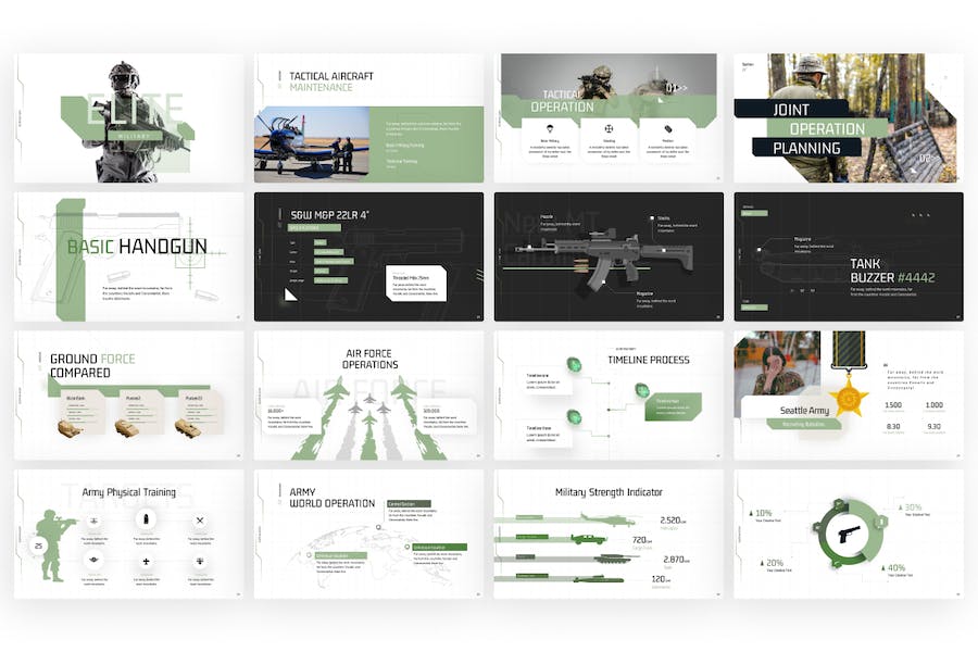 特种部队军事战争武器分析军事主题keynote模板 - PPT派