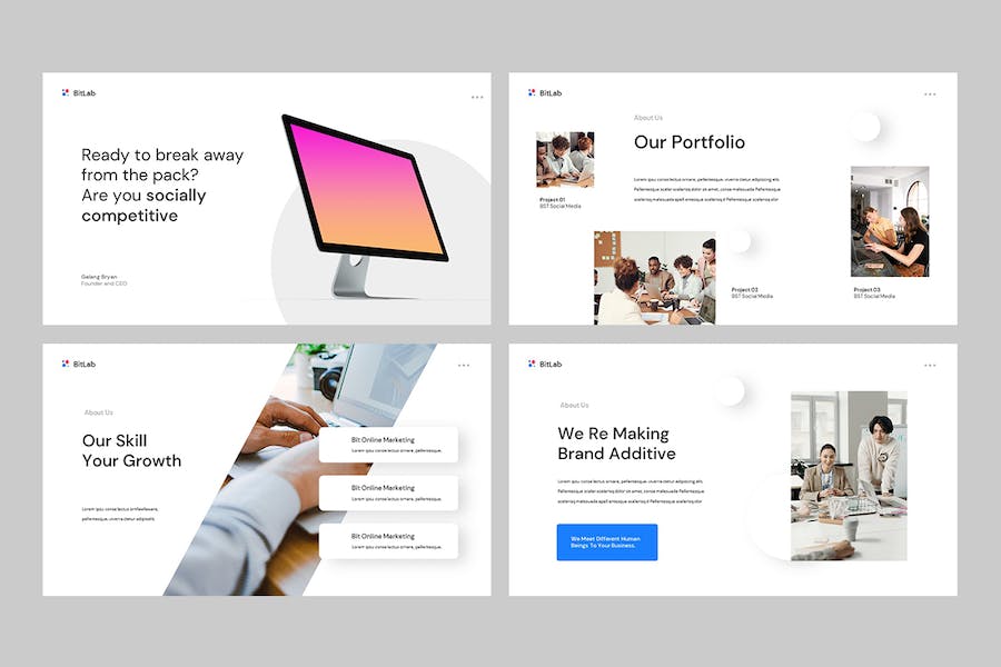 干净现代风商业展示PPT模板 - PPT派