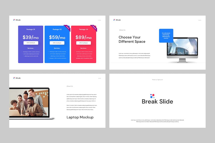 干净现代风商业展示PPT模板 - PPT派