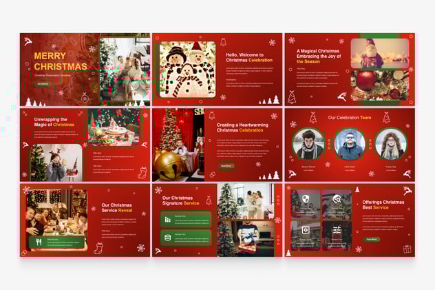 节日红色圣诞主题展示演讲PPT模板 - PPT派