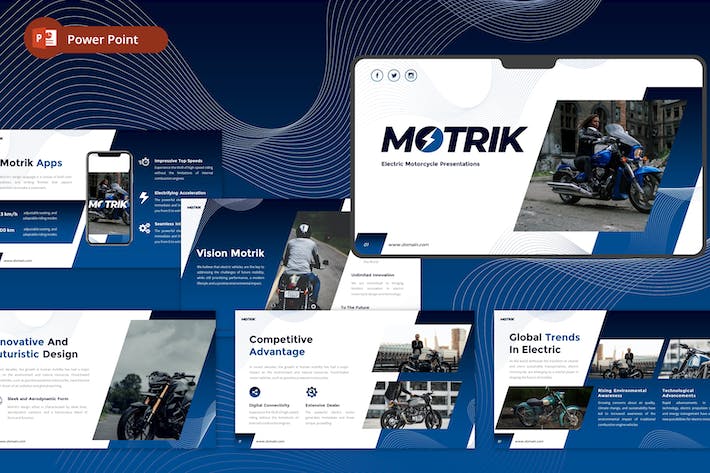 电动摩托车企业介绍项目产品展示投资PPT模板- PPT派