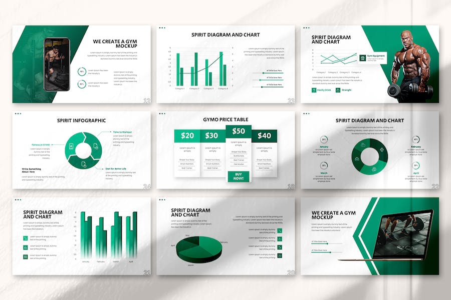 绿色健康精神健身房主题Keynote模板 - PPT派