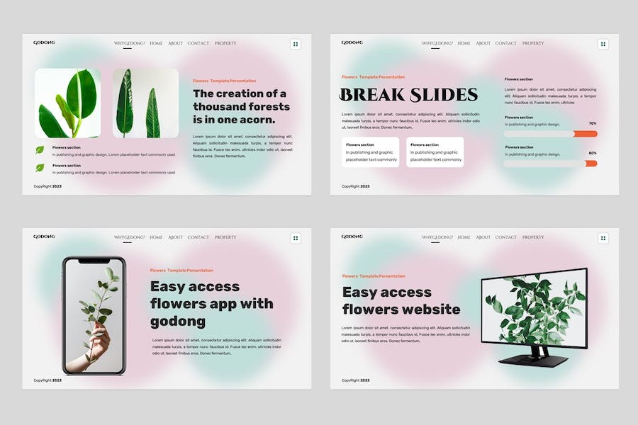 花卉设计展示方案创意应用装饰方案PPT模板 - PPT派