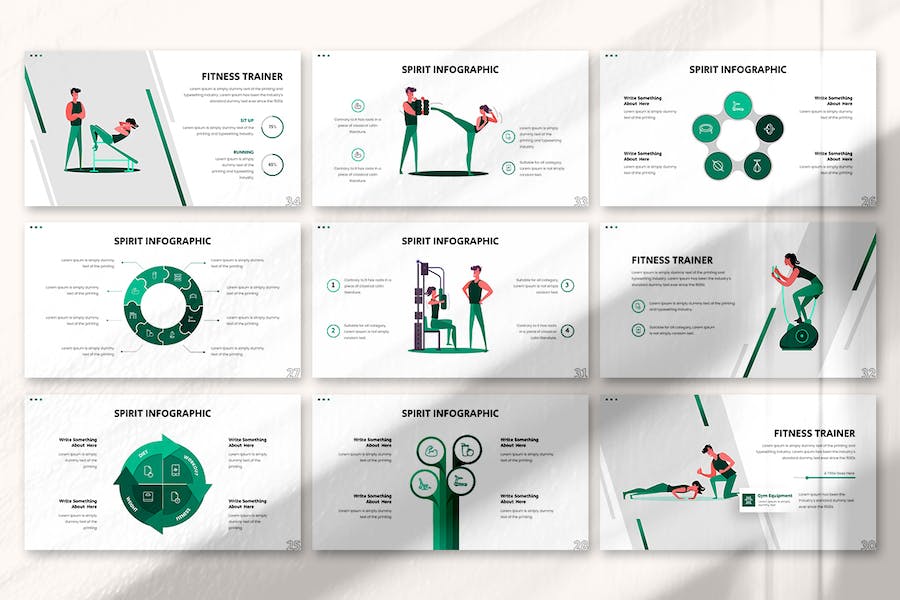 绿色健康精神健身房主题Keynote模板 - PPT派