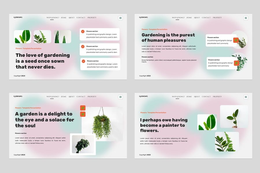 花卉设计展示方案创意应用装饰方案PPT模板 - PPT派