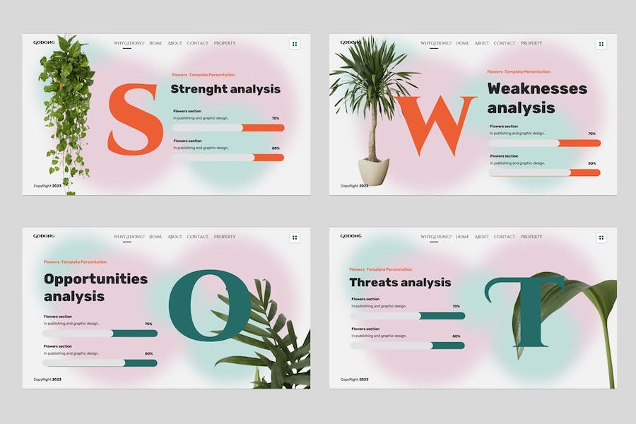 花卉设计展示方案创意应用装饰方案PPT模板 - PPT派