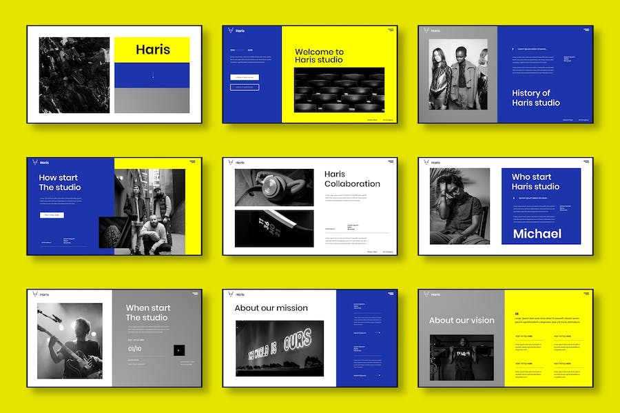 黄蓝色商务项目路演Keynote模板 - PPT派