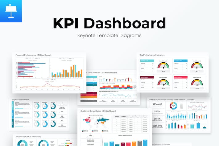 KPI数据分析图表展示Keynote模板 - PPT派