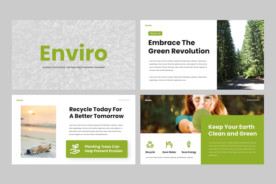 地球环境保护意识宣传教育PPT模板 - PPT派