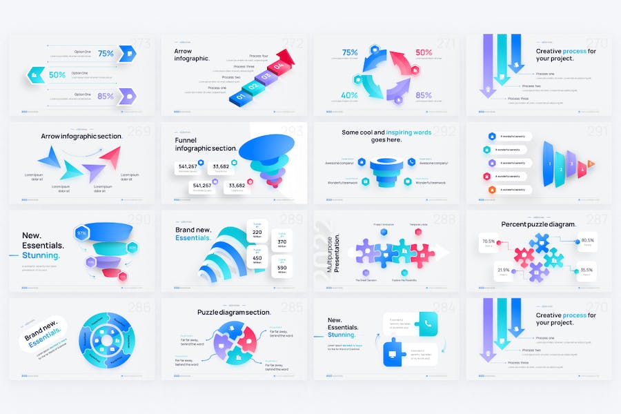 Arrow-puzzle-funnel-infographic-keynote-template - PPT派