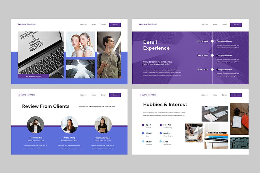 创意个人简历作品集设计展示PPT模板 - PPT派