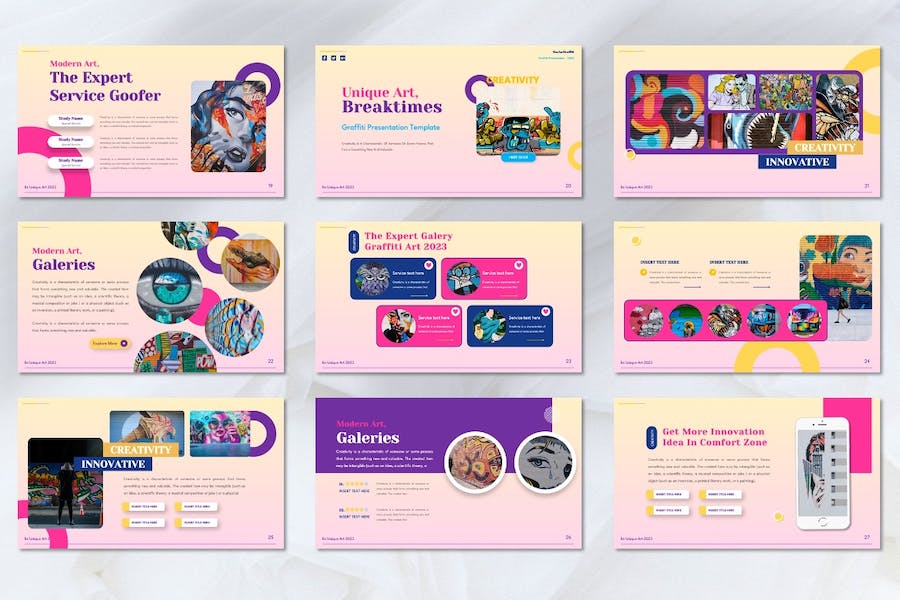 花花公子涂鸦讲述展示创意设计PPT模板 - PPT派