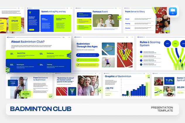 羽毛球俱乐部运动推广Keynote模板 - PPT派