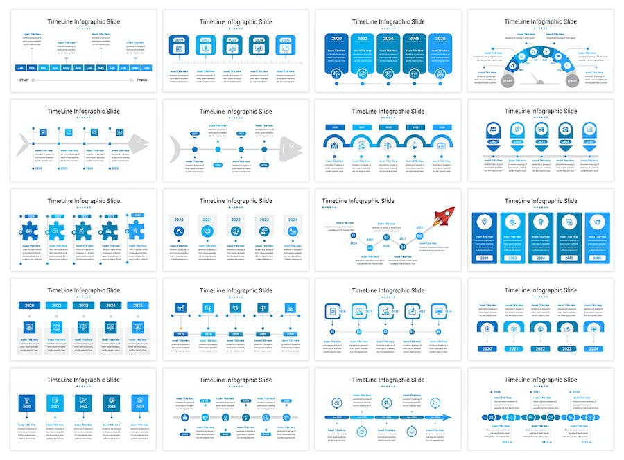 蓝色项目时间表图形规划PPT模板 - PPT派
