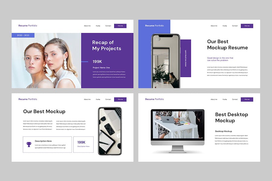 创意个人简历作品集设计展示PPT模板 - PPT派