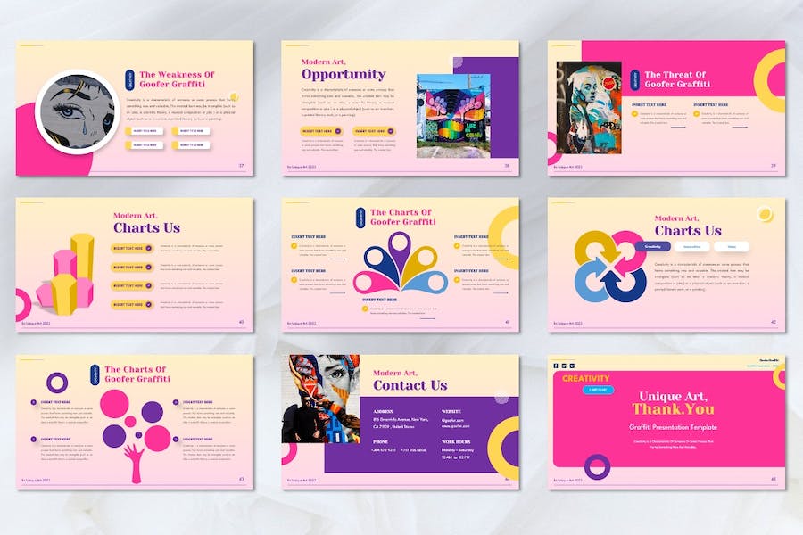 花花公子涂鸦讲述展示创意设计PPT模板 - PPT派