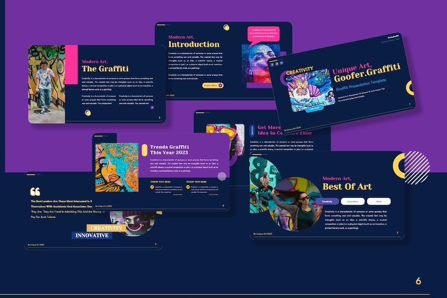 花花公子涂鸦讲述展示创意设计PPT模板 - PPT派