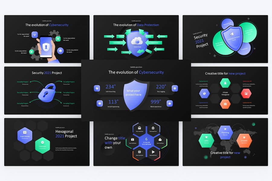 Security-hexagonal-infographic-keynote-template - PPT派