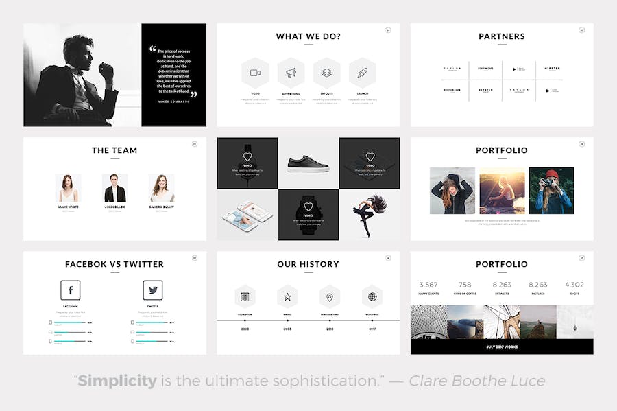极简风格商务办公展示PPT模板 - PPT派
