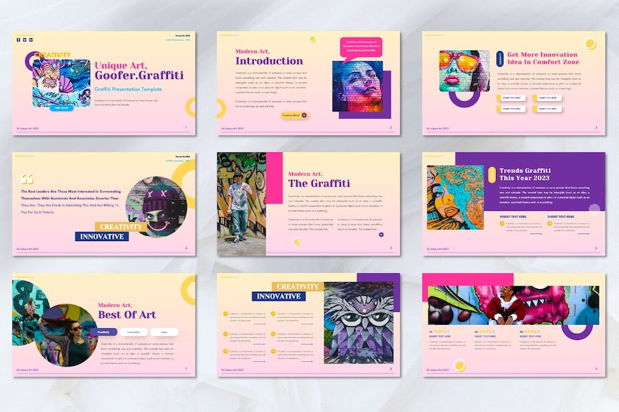 花花公子涂鸦讲述展示创意设计PPT模板 - PPT派