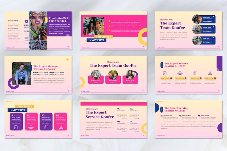 花花公子涂鸦讲述展示创意设计PPT模板 - PPT派