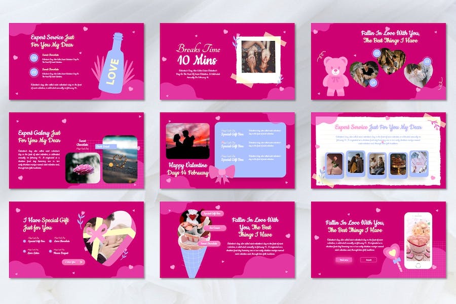 情侣2月14日情人节主题Keynote模板 - PPT派