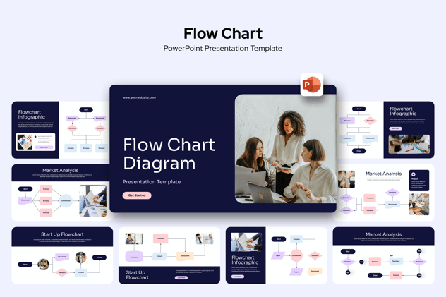 流程图业务流程设计管理体系PPT模板 - PPT派