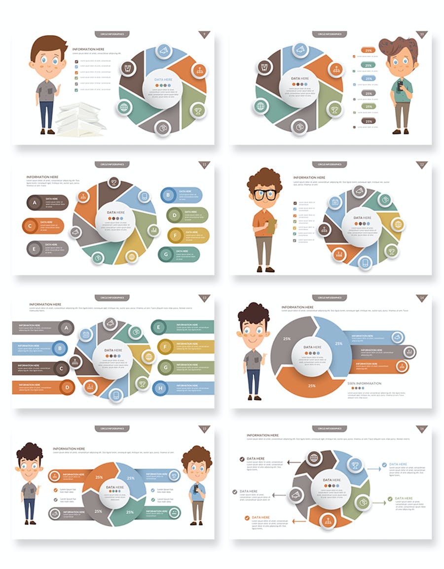 圆圈信息图表数据展示分析Keynote模板 - PPT派