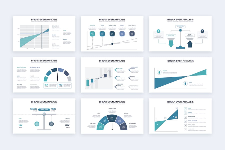 商业盈亏平衡分析信息图形PPT模板 - PPT派