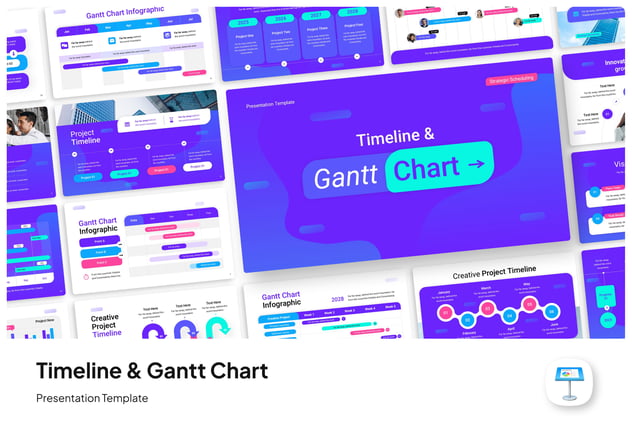 时间轴甘特图项目管理Keynote模板 - PPT派