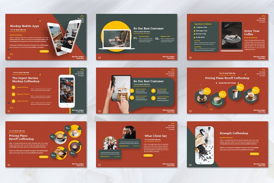 咖啡店讲述展示方案推介Keynote模板 - PPT派