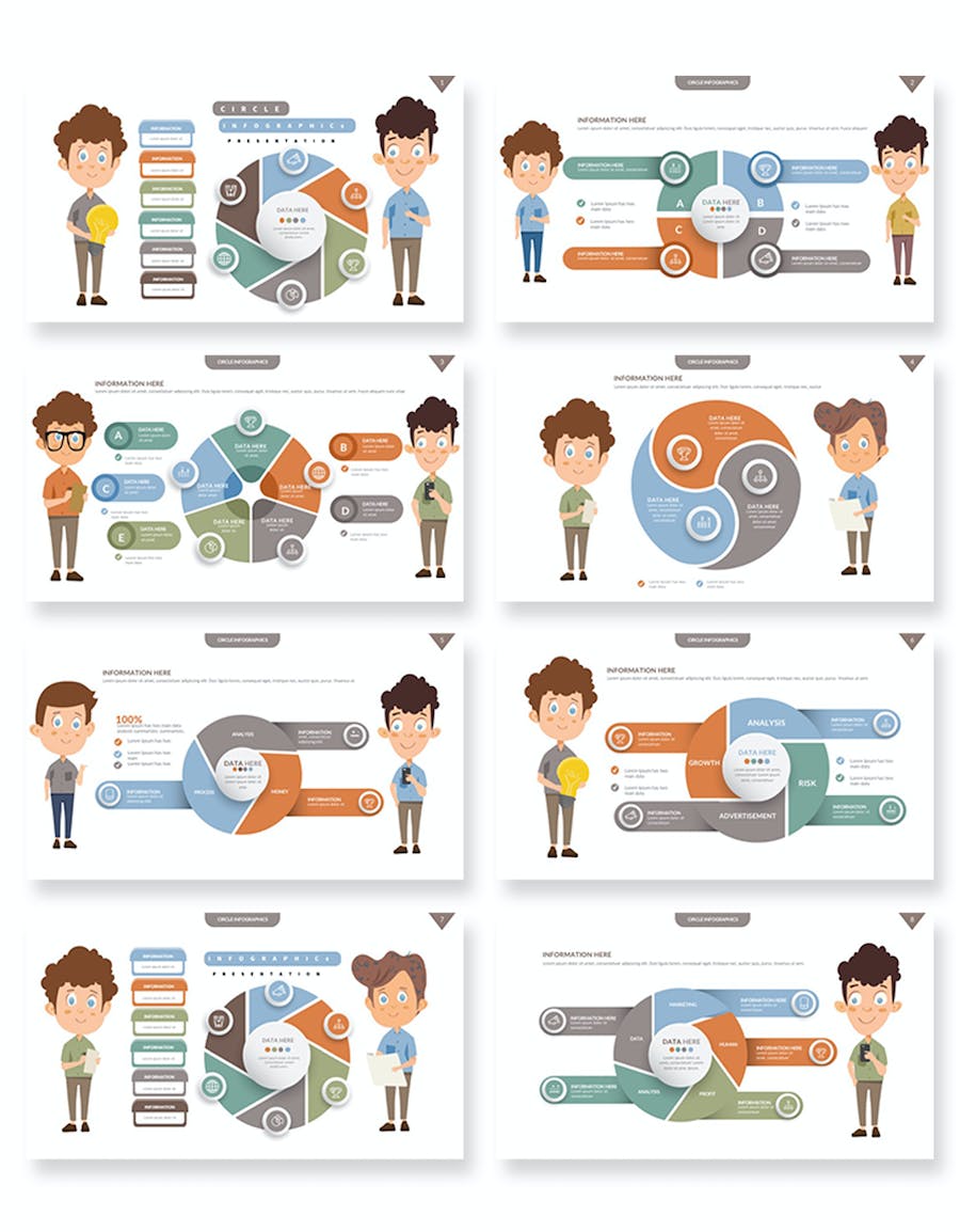 圆圈信息图表数据展示分析Keynote模板 - PPT派