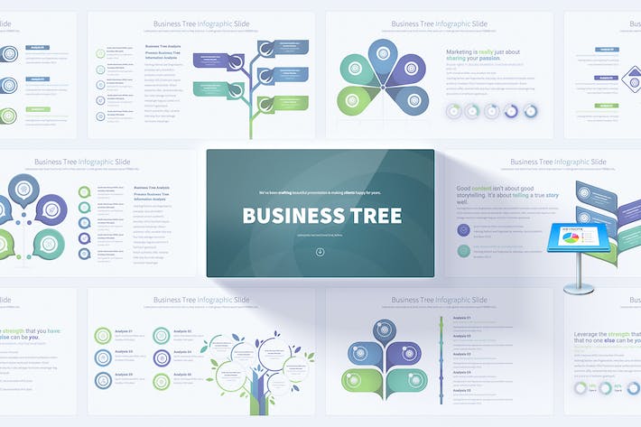 业务分析树形信息图形keynote模板 - PPT派